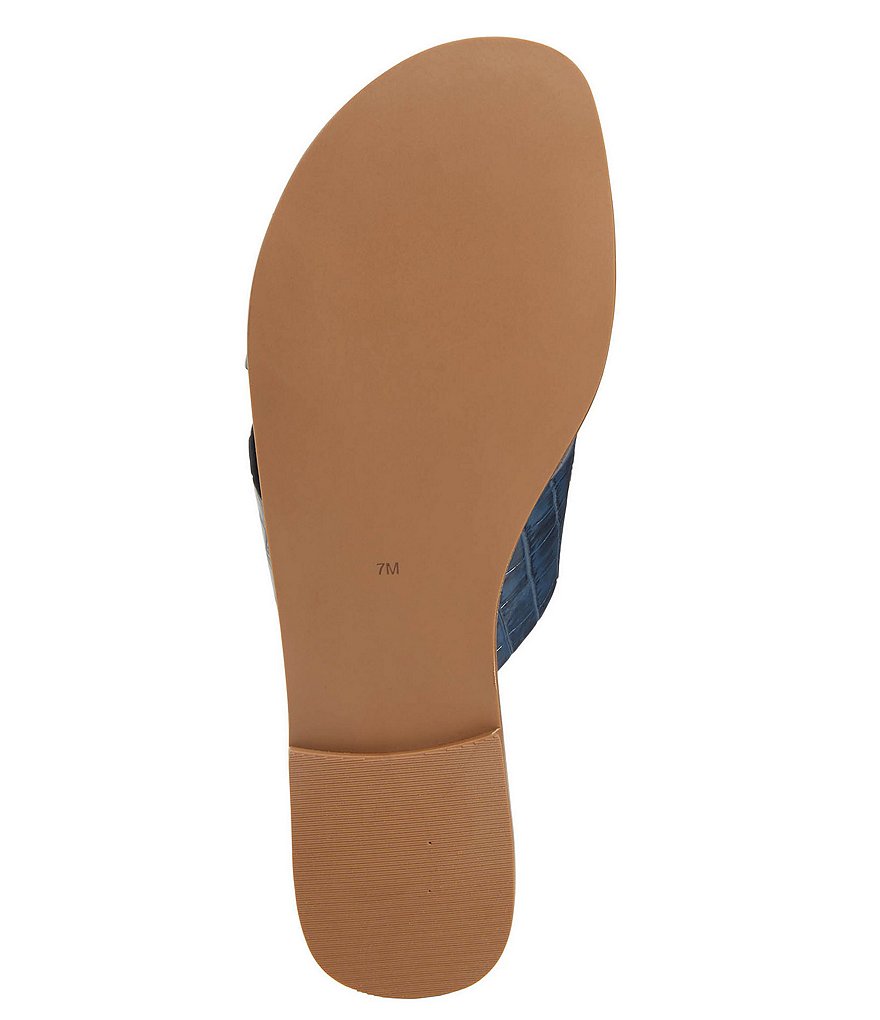 Jack Rogers Sloane Slotted X Band Croco Print Leather Slides