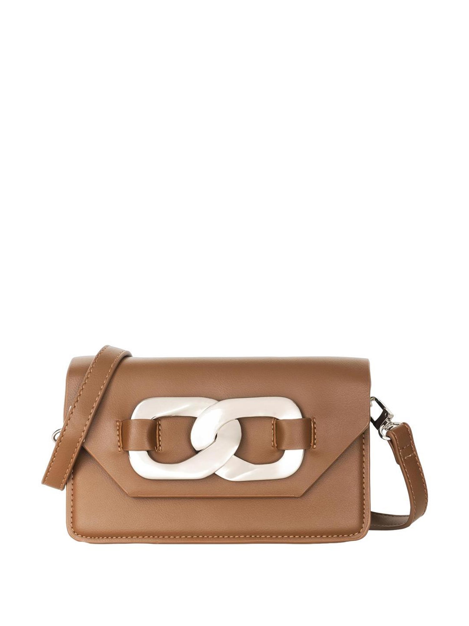 Angeline Brown Solid Medium Sling Handbag