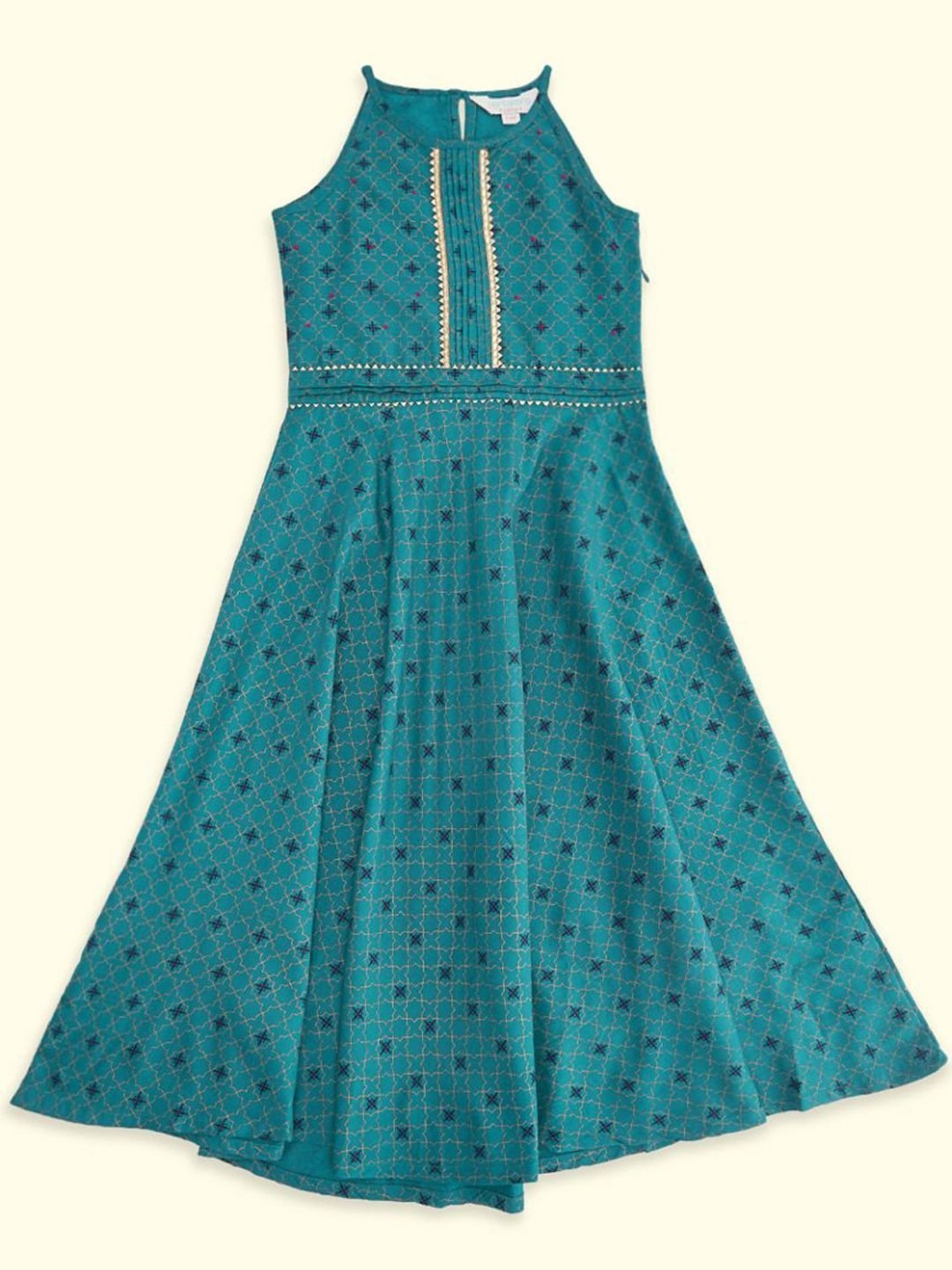 Akkriti by Pantaloons Kids Teal Blue Printed Party Dress