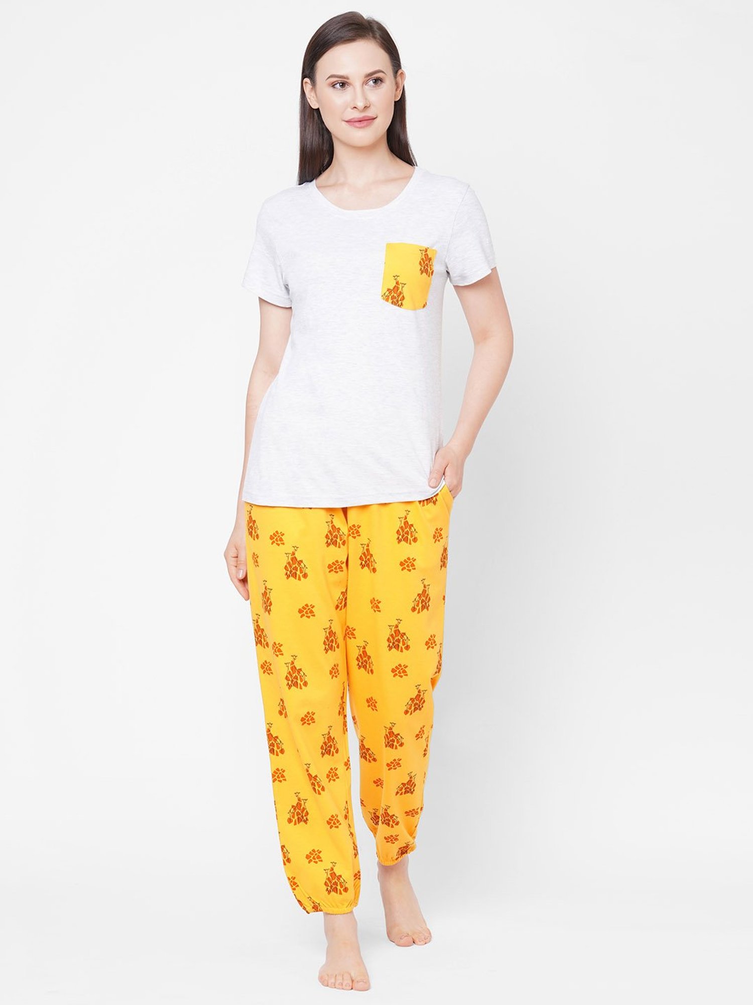 Mystere Paris White & Yellow T-Shirt With Joggers