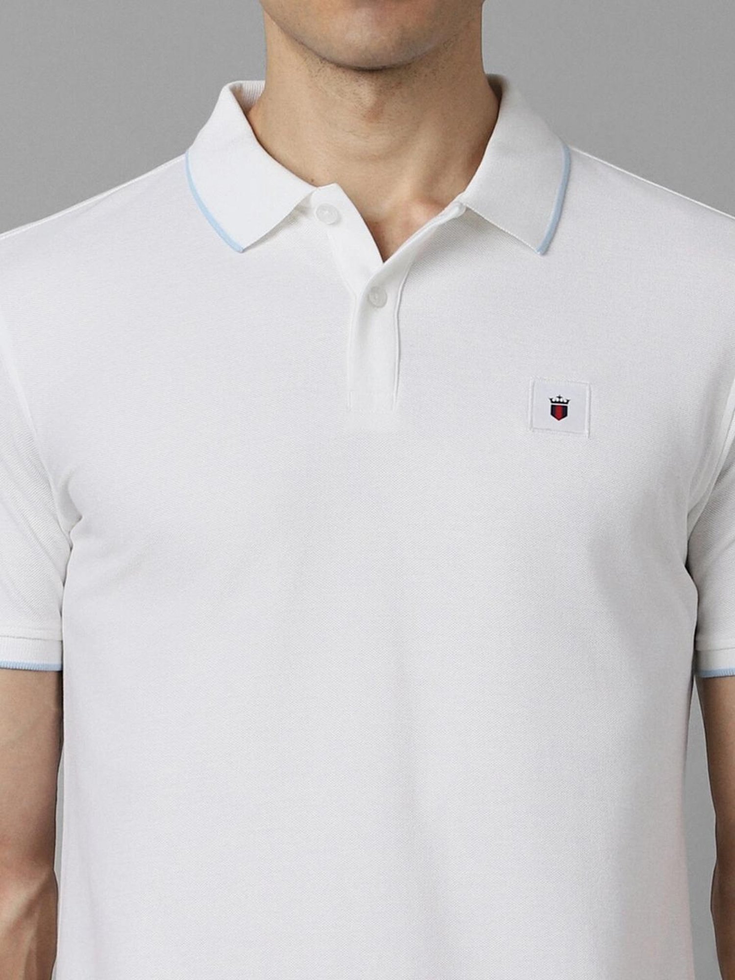 Louis Philippe Sport White Cotton Slim Fit Polo T-Shirt