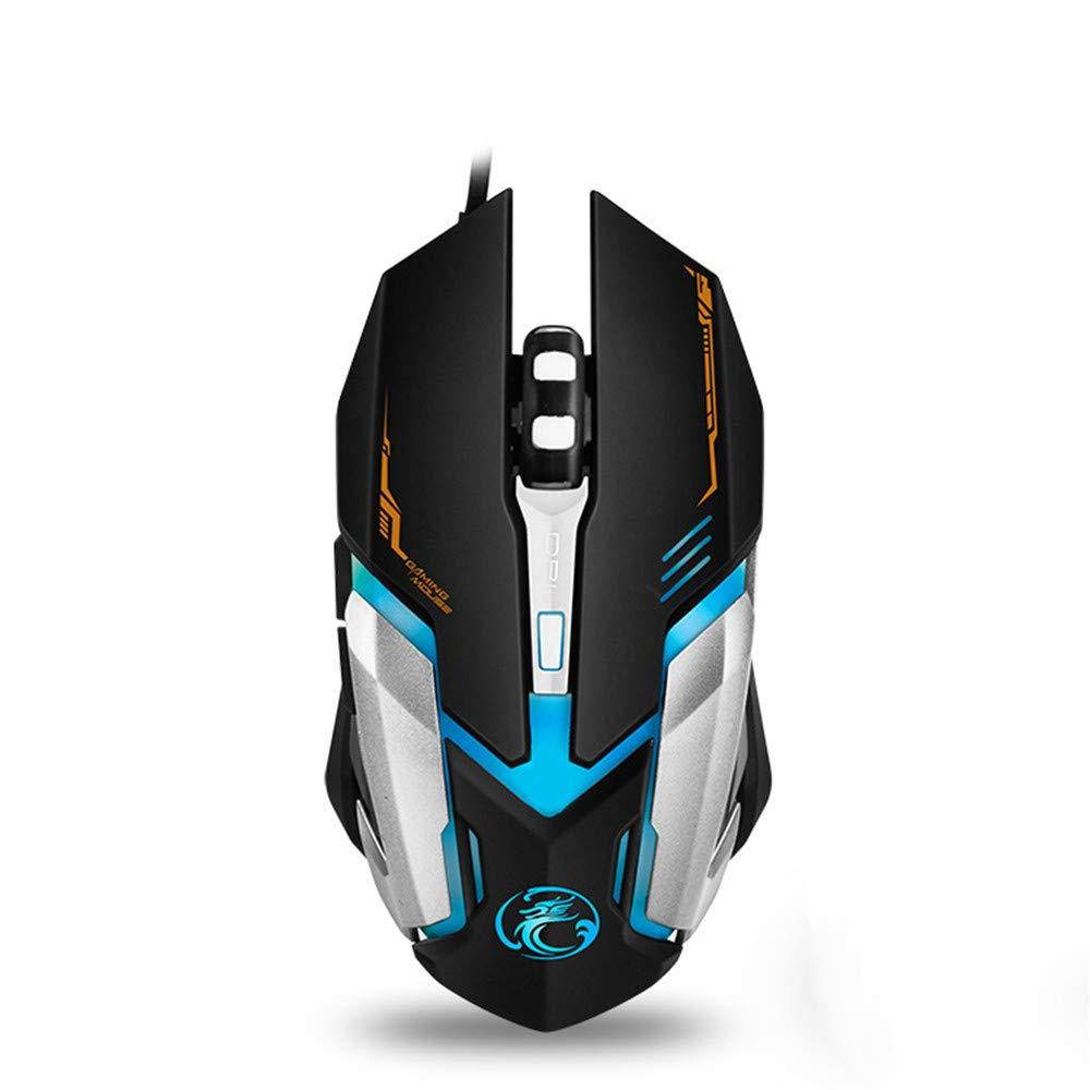 EVESKY Lyntop Wireless Keyboard and Mouse Gaming Mouse Wired with Four-Color Breathing Backlight 2400 DPI 6 Buttons Ergonomic Gaming Mouse for PC (Color : Black)