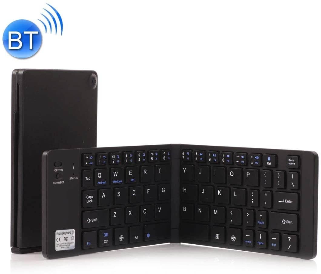 XZS-Shop Support Android/iOS/Windows System (Black) Constitutional Lithium Battery 80hours, Inherent Holder, Ultra-Thin Foldaway Bluetooth V3.0 Keyboard (Color : Black)