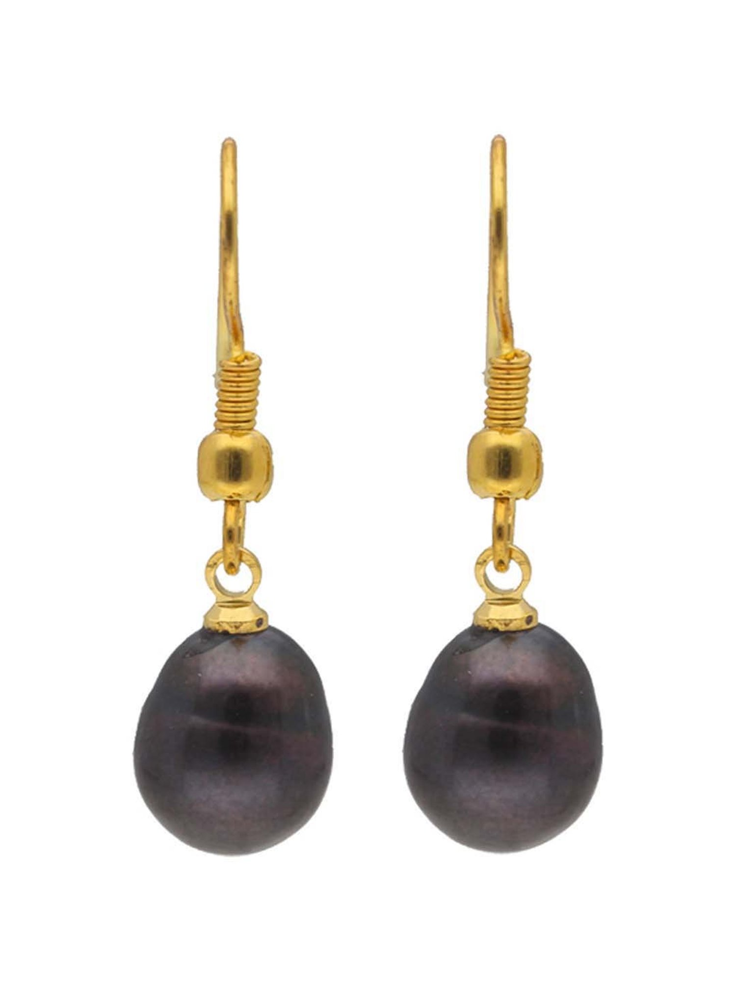 Sri Jagdamba Pearls Black Rosy Pearl Drop Earrings