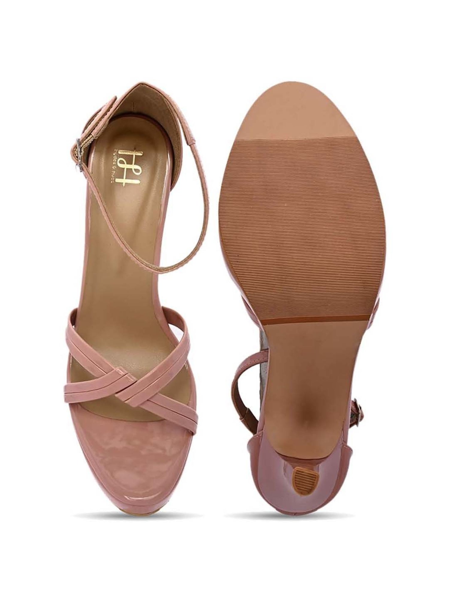 Hydes N Hues Women's Nude Pink Ankle Strap Stilettos
