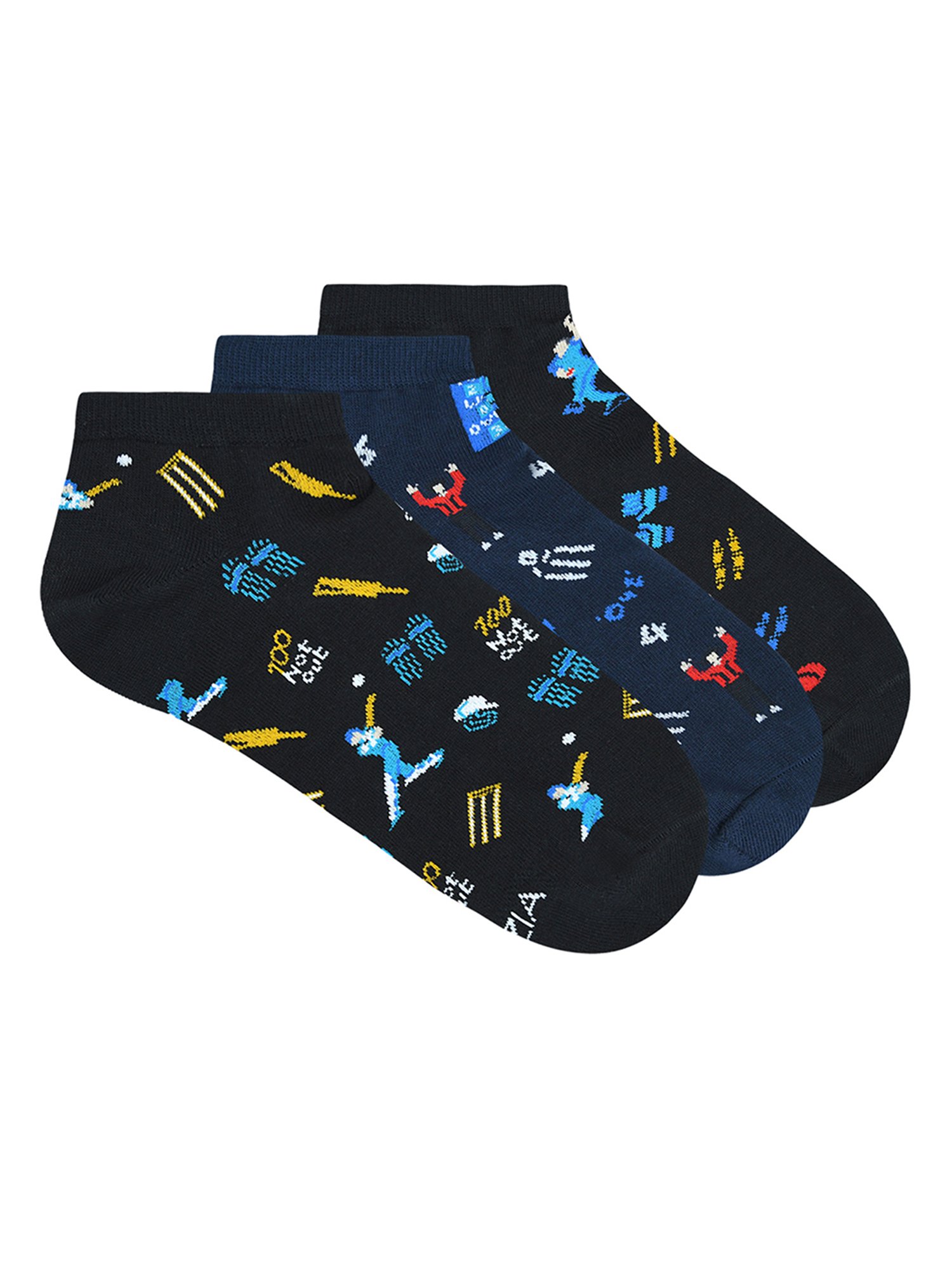 BALENZIA Black & Navy Printed Socks - Pack of 3