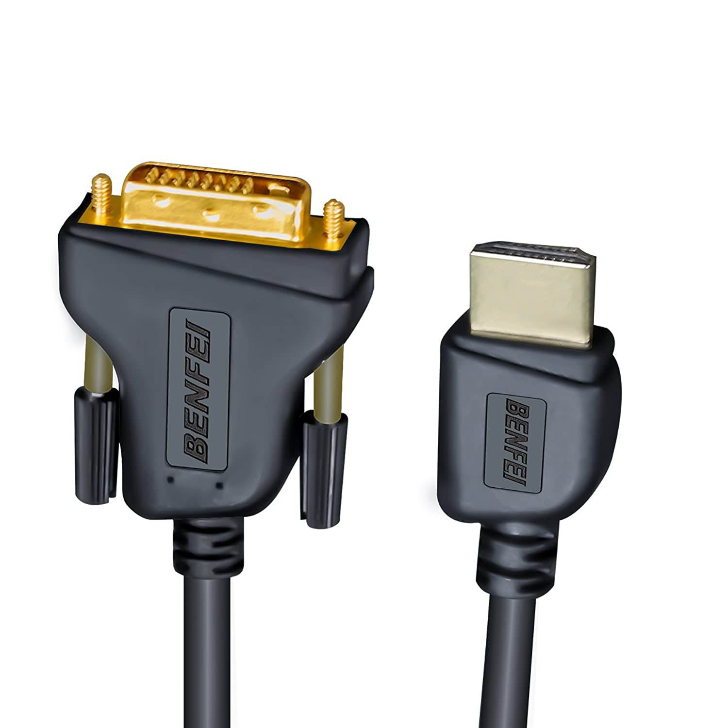 HDMI to DVI, Benfei HDMI to DVI Cable Bi Directional DVI-D 24+1 Male to HDMI Male High Speed Adapter Cable Support 1080P Full HD Compatible for Raspberry Pi, Roku, Xbox One, PS4 PS3, Graphics Card