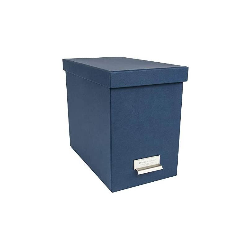 John Fiberboard Label Frame Desktop File Storage Box, 10.2 x 7 x 13 in, Blue