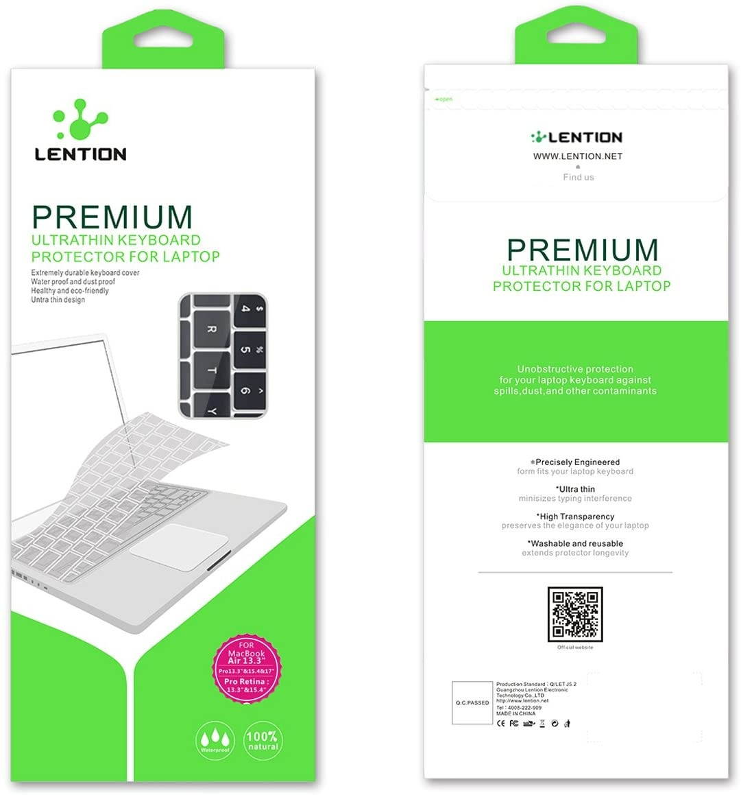 LENTION Silicone Keyboard Cover Protector for MacBook Pro 13 15 17 Inch (with or without Retina Display, 2015 or Older Version) and MacBook Air 13 2010-2017, Ultra Thin Soft Skin (Black)