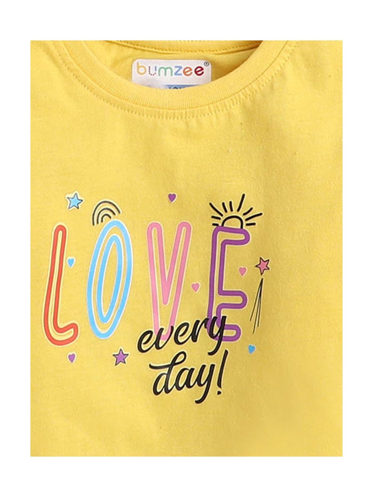 Bumzee Kids Pink & Yellow Printed Full Sleeves T-Shirts (Pack Of 2)