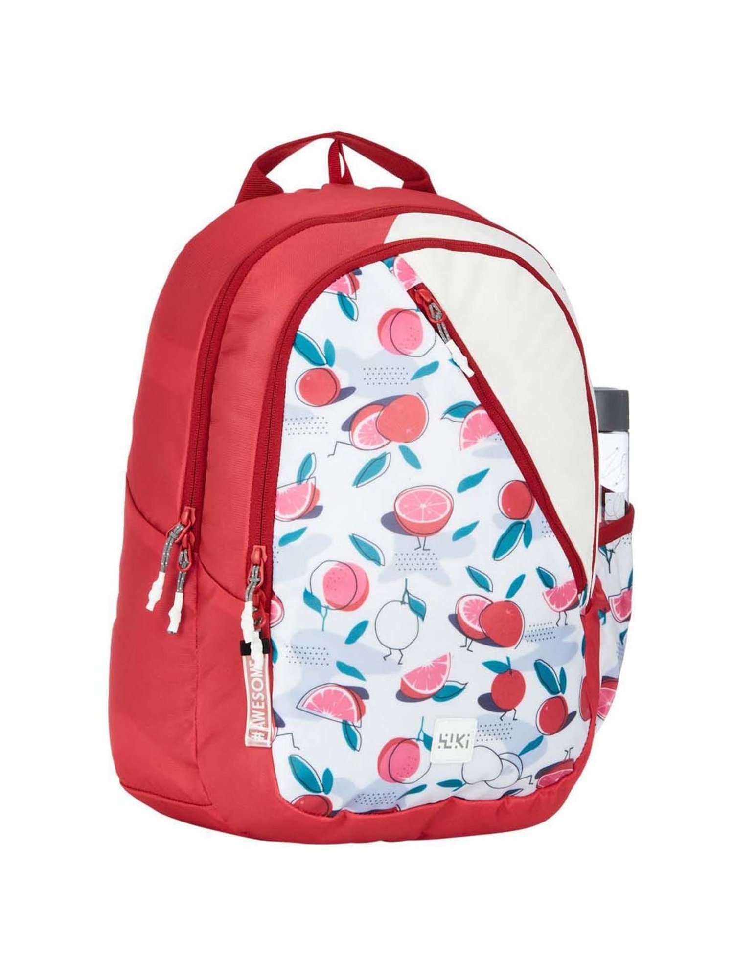Wiki 21.5 Ltrs Red & White Medium Backpack