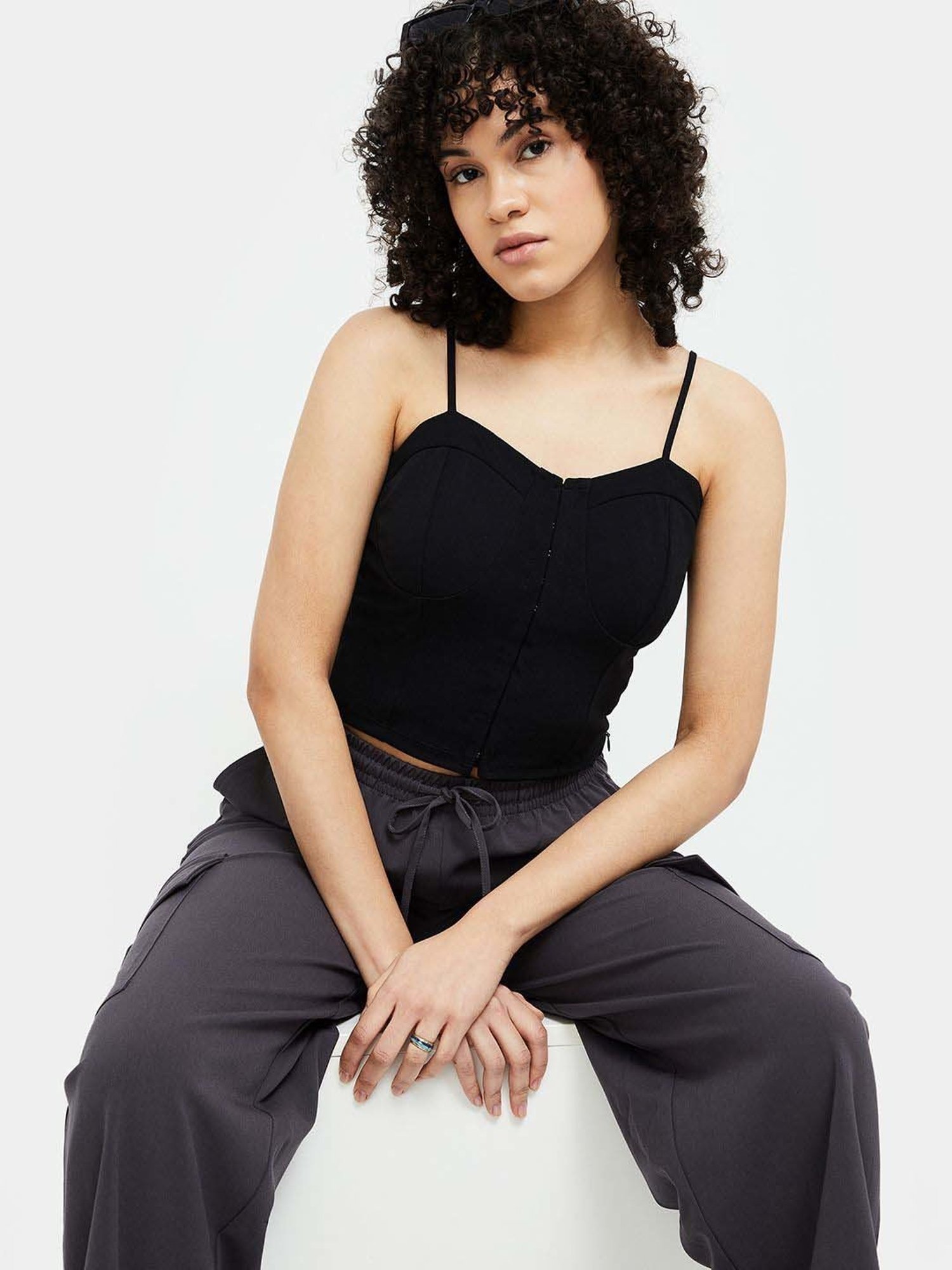 Ginger by Lifestyle Black Regular Fit Crop Top