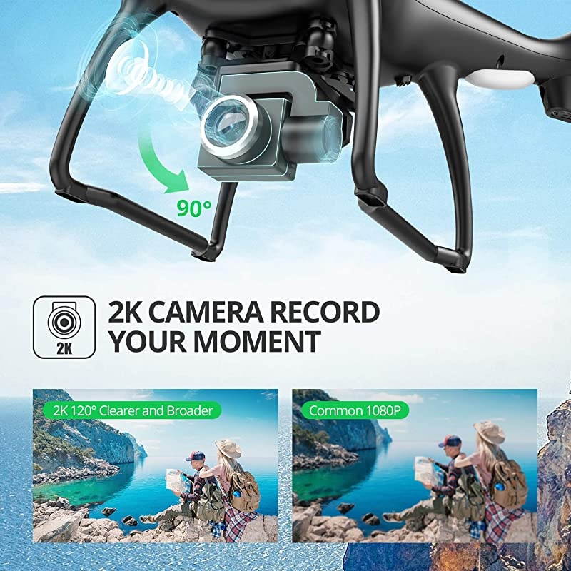 2K GPS FPV RC Drone HS100 with HD Camera Live Video and GPS Return Home, Large Quadcopter with Adjustable Wide-Angle Camera, Follow Me, Altitude Hold, 18 Minutes Flight, Long Control Range