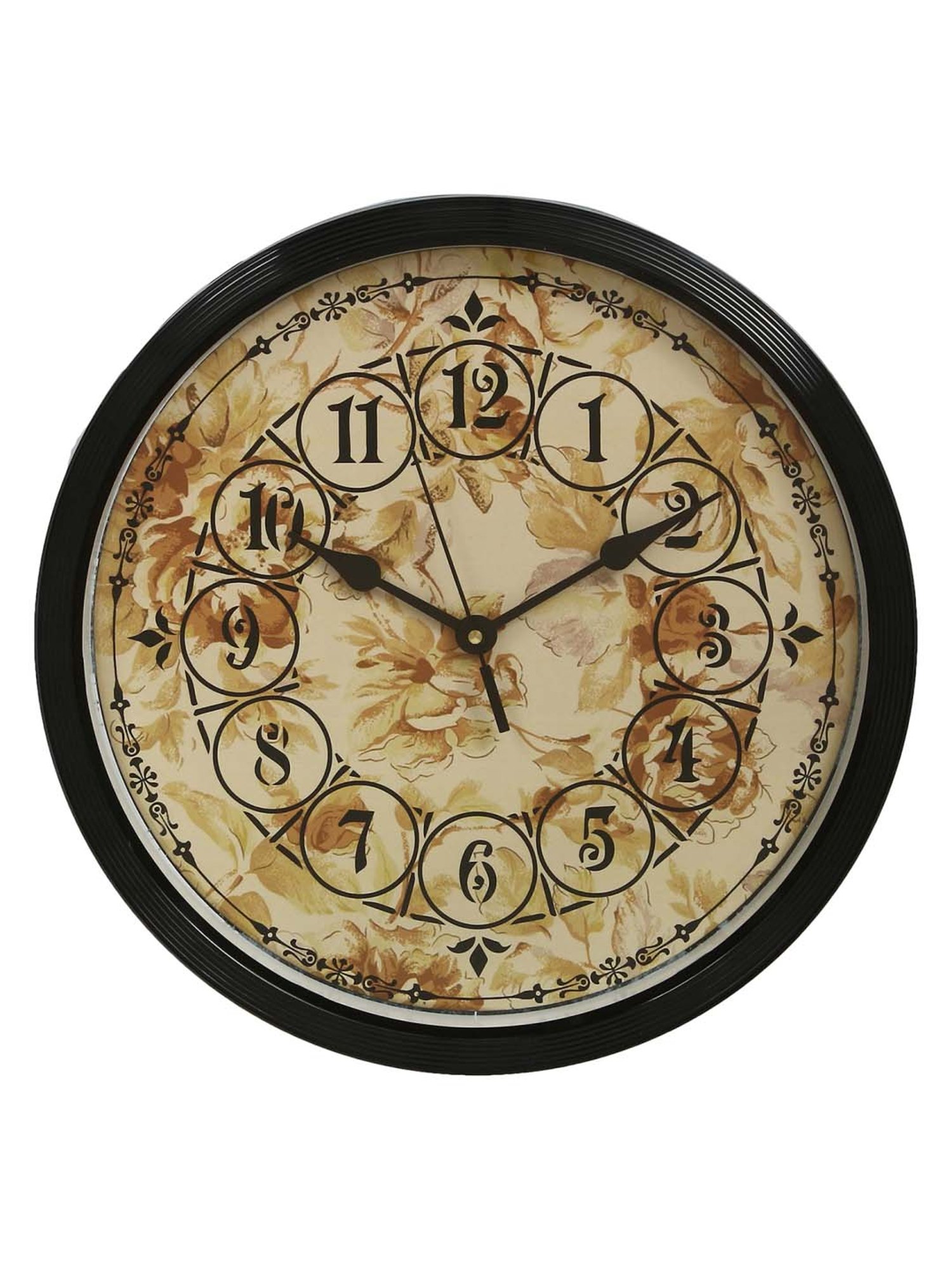 eCraftIndia Designer Round Analog Black Wall Clock