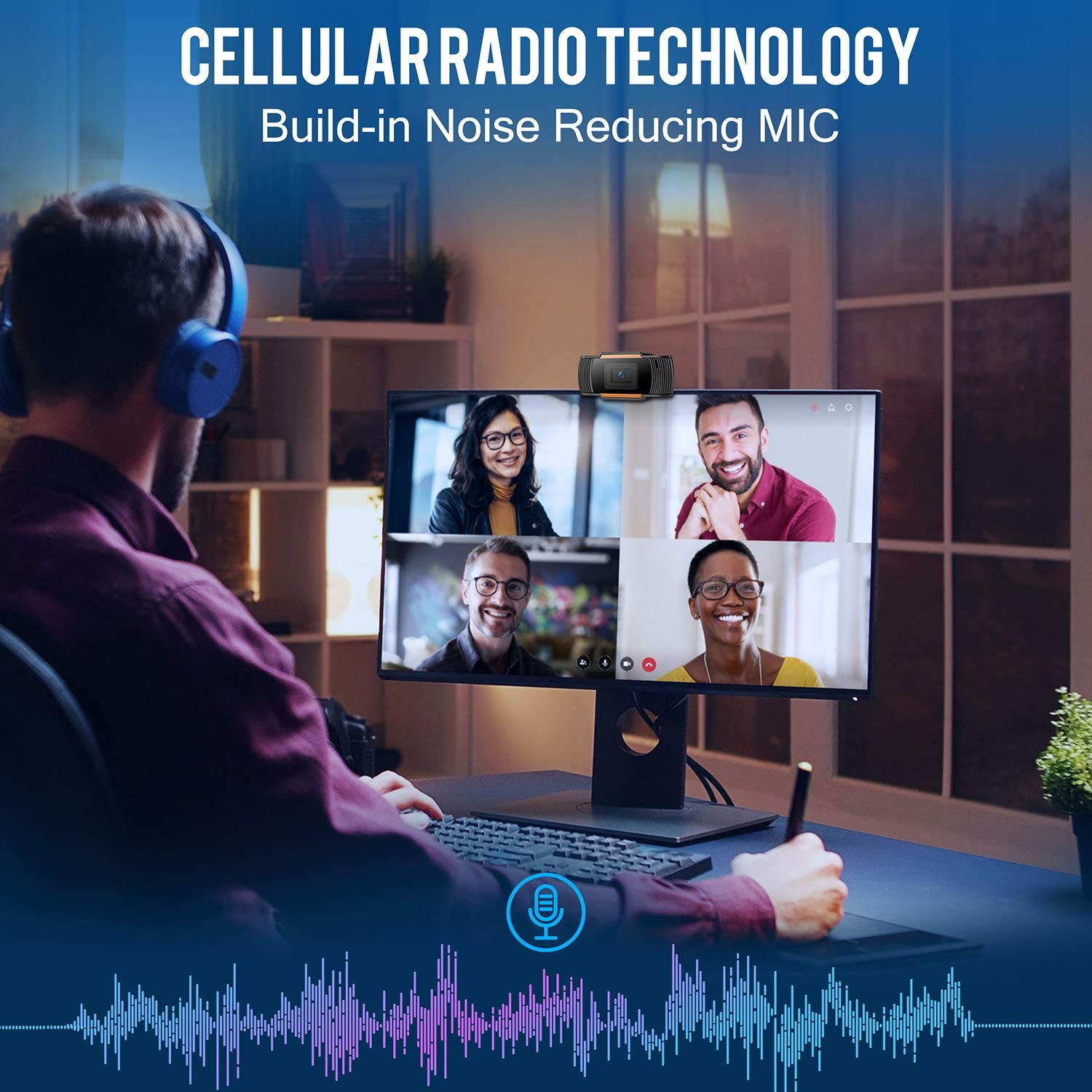 USB Webcam with Microphone, Webcam with Microphone for Desktop, HD Webcam 1080p with a Microphone for YouTube/Online Conferencing/Gaming Live Streaming/Online Classes