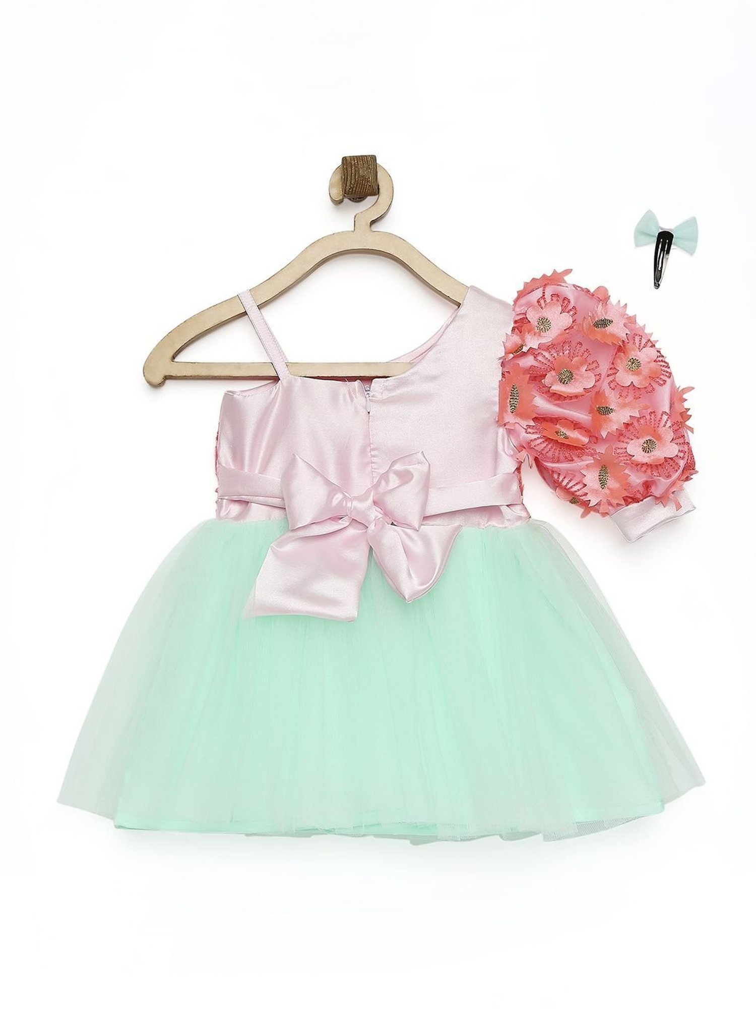 Many Frocks Kids Blue Embellished Dress