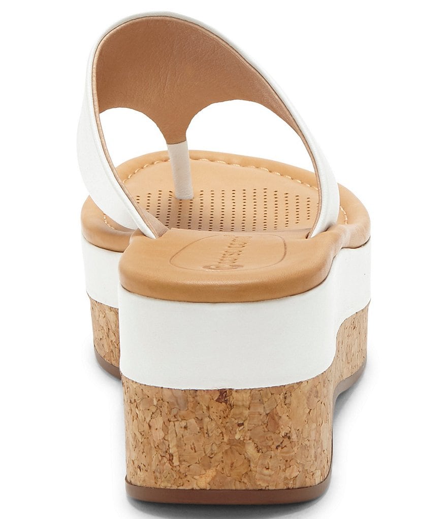 CC Corso Como Arowin Leather Thong Cork Platform Wedge Sandals