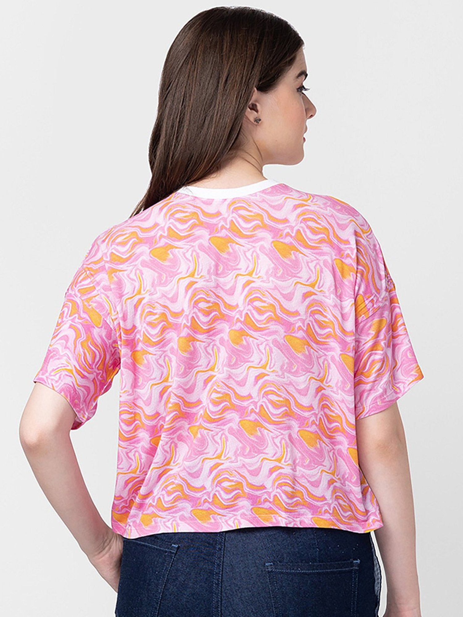 Spykar Pink Cotton Printed Top