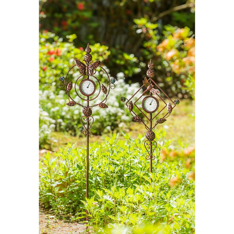 Evergreen Flag  Beautiful Dragonfly Thermometer Garden Stake - 9 x 32 x 1 Inches Homegoods and Decorations for Every Space
