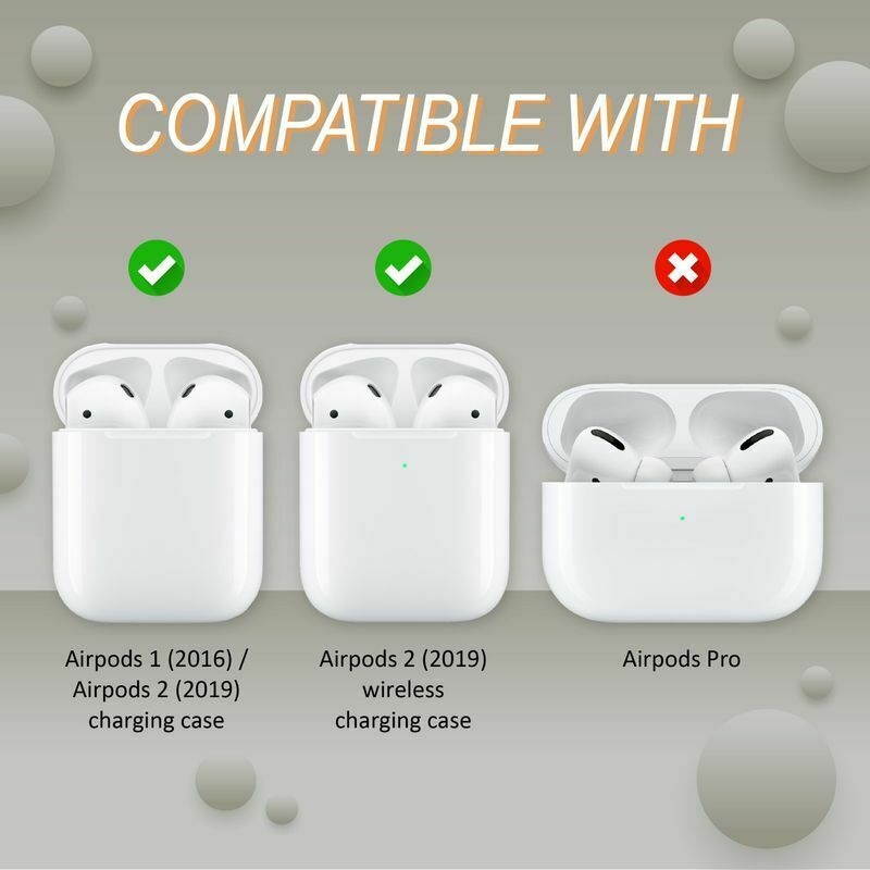 Translucent Matte Soft TPU Skin Cover Case with Keychain For AirPods 1/2, Green