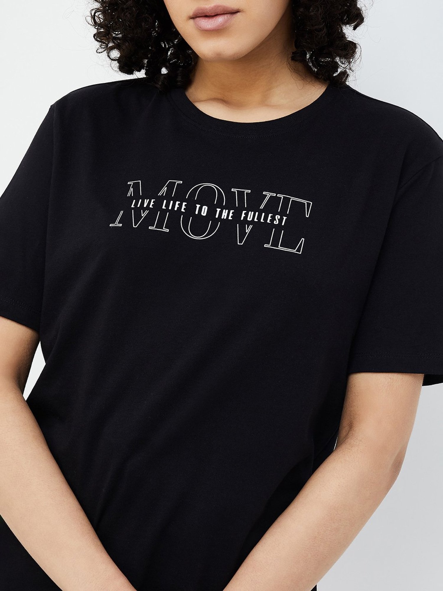 KAPPA Black Cotton Graphic Print T-Shirt