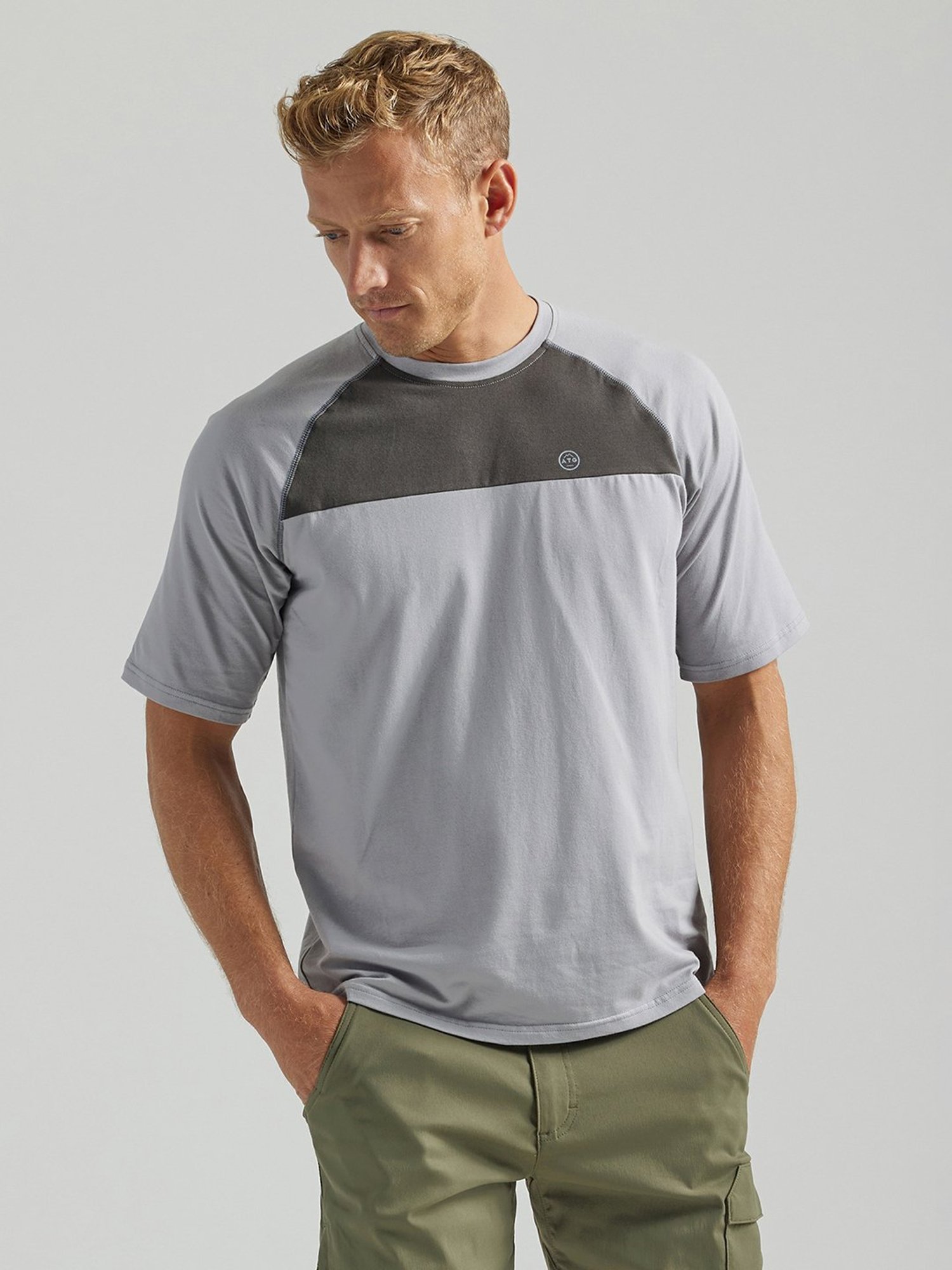 ATG By Wrangler Dusty Blue Regular Fit Crew T-Shirt