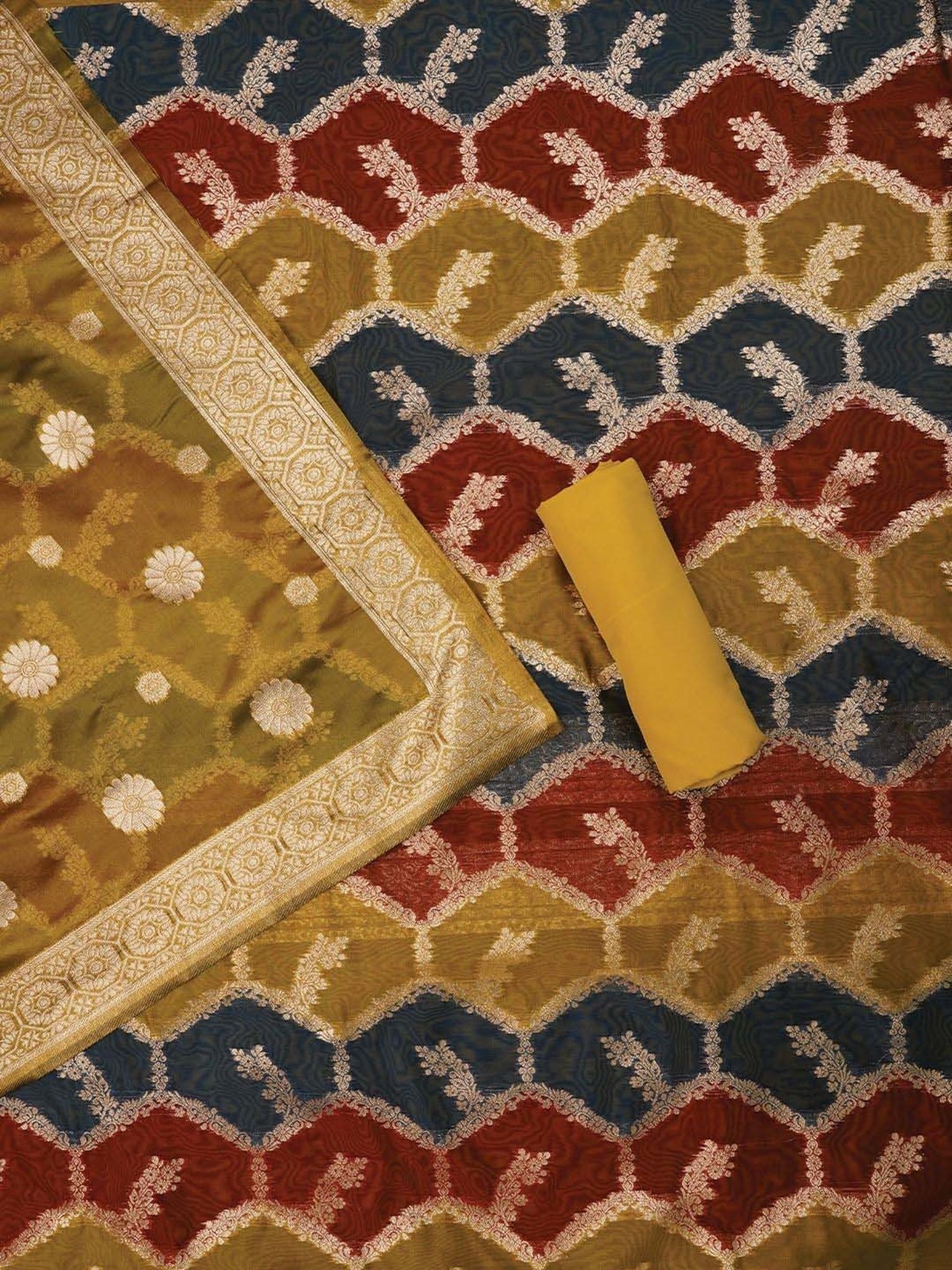 Jaipur Kurti Multicolored Woven Pattern Unstitched Dress Material