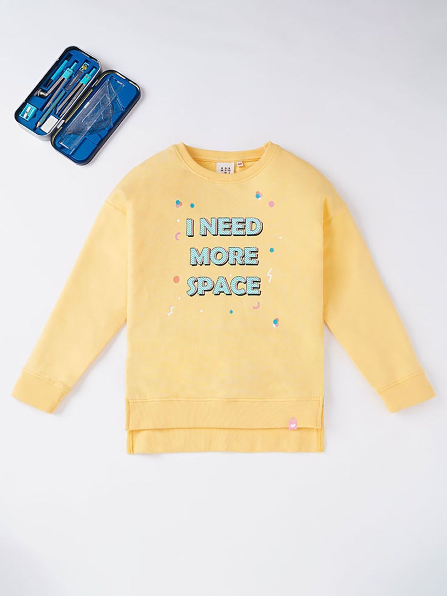 Ed-a-Mamma Kids Yellow Graphic Print  Sweatshirt