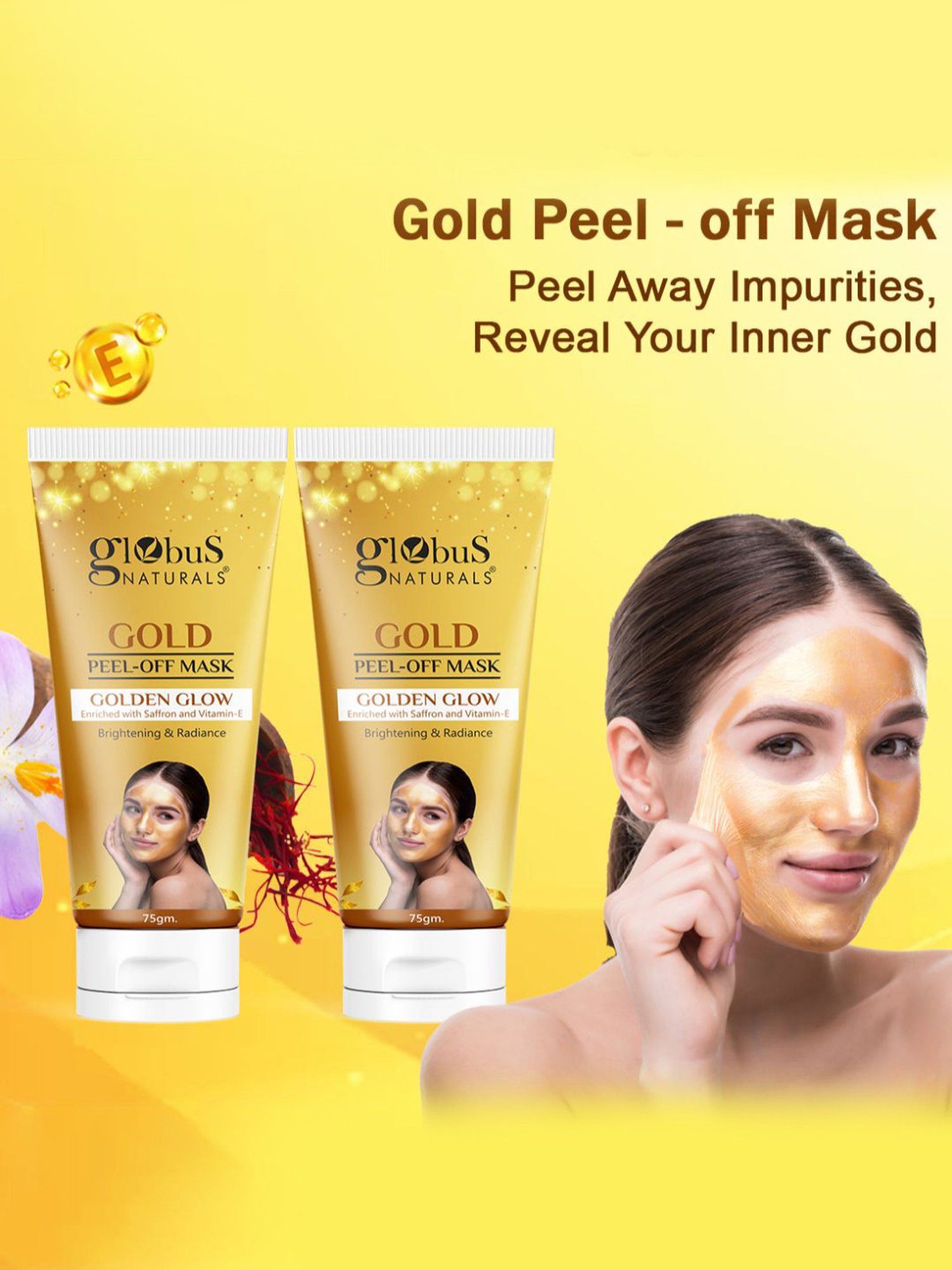 Globus Naturals Gold Peel-Off Mask - Pack of 2