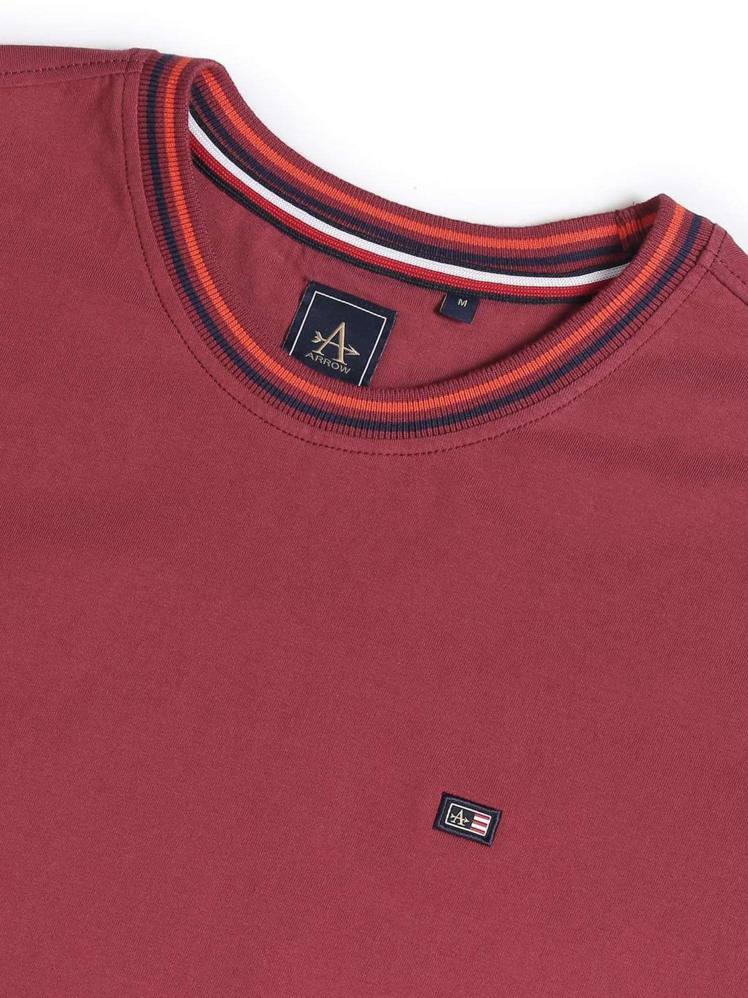 Arrow Sport Red Cotton Regular Fit T-Shirt