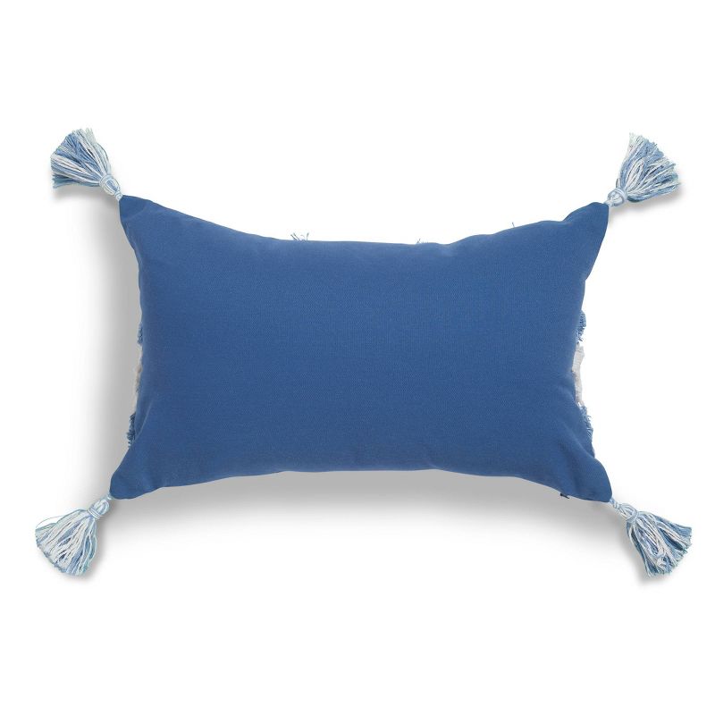 12"x20" Zig-Zag Boucle Embroidered Throw Pillow Blue/White - Sure Fit