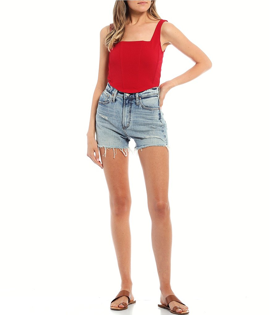 June & Hudson Floral Asymmetrical Button Front Tank Top