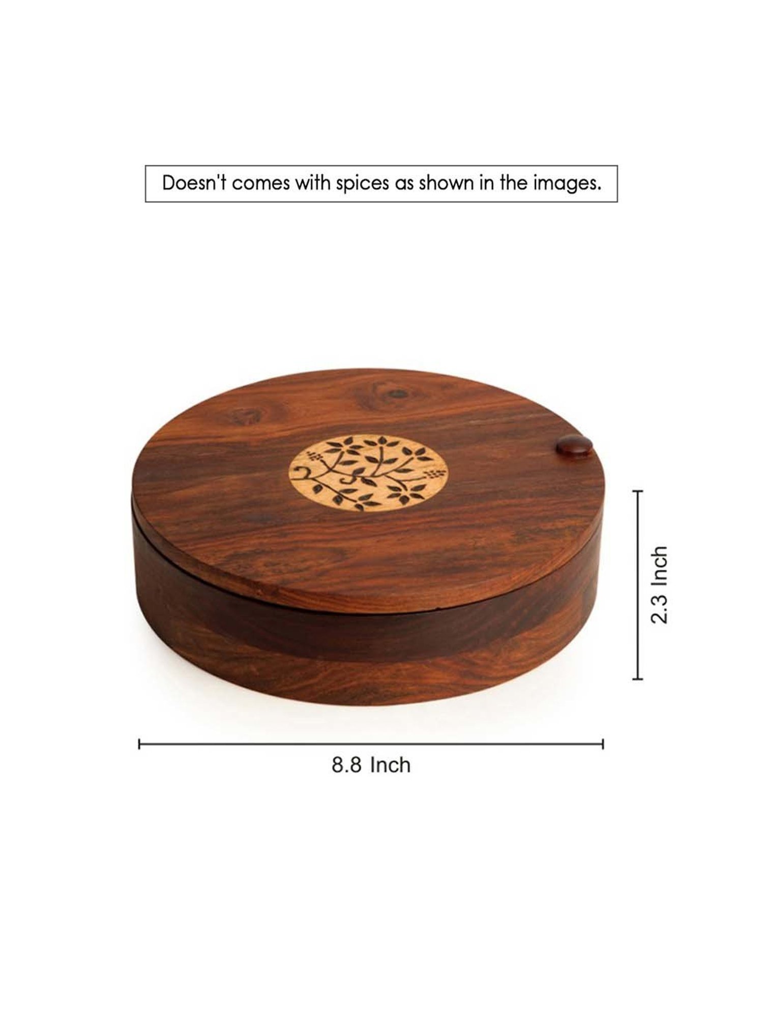 ExclusiveLane Spice Box With Floral Burnt Design In Sheeham Wood