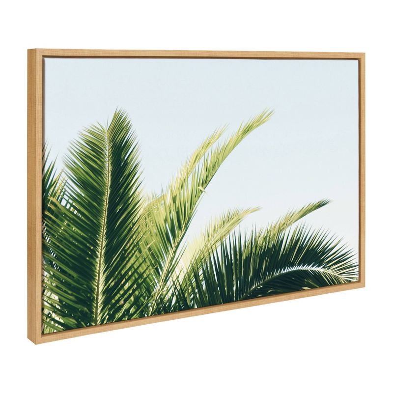 23" x 33" Sylvie Tropical Palm Under Blue Sky Framed Canvas by Amy Peterson Natural - Kate and Laurel
