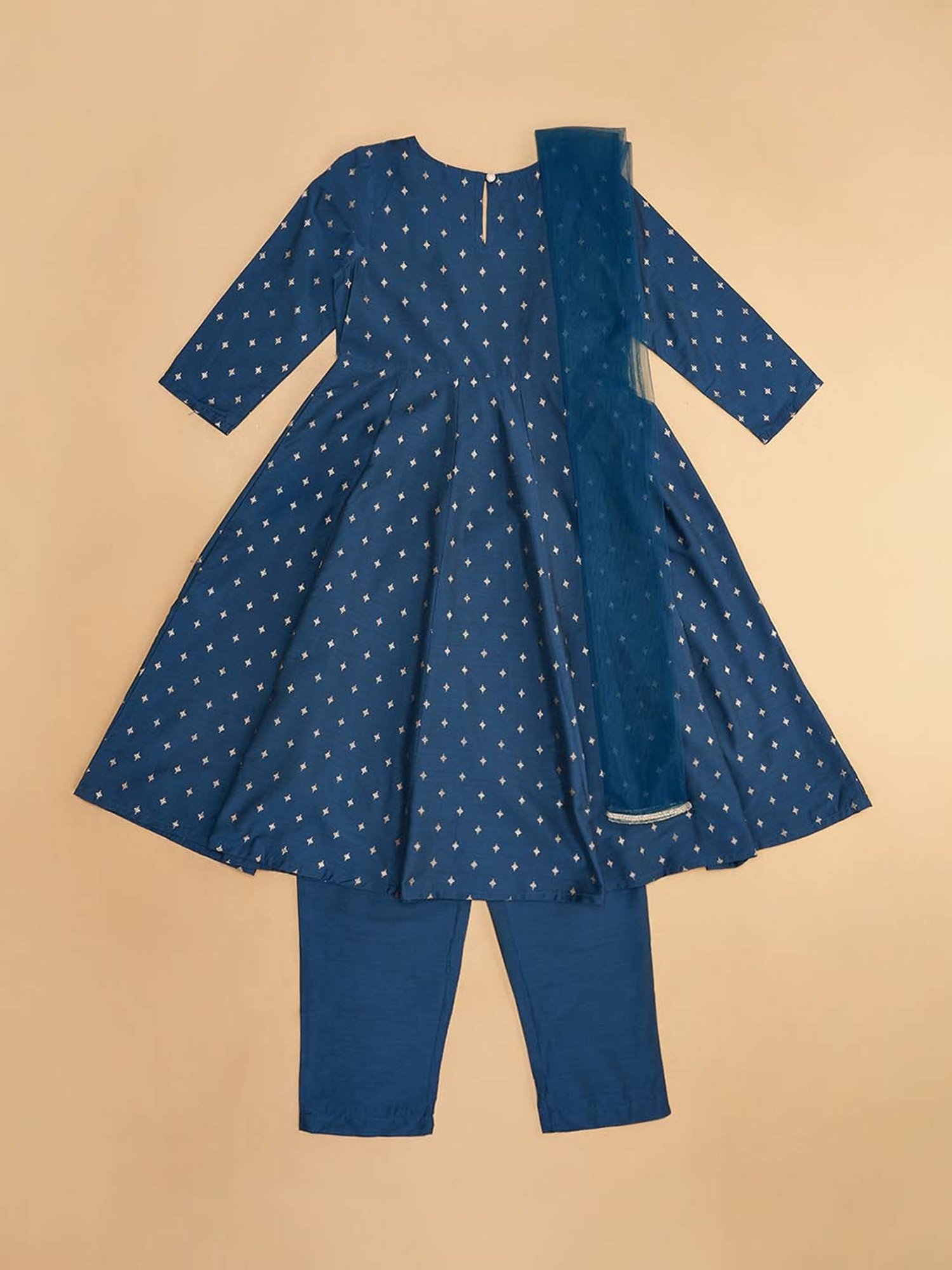 Akkriti by Pantaloons Kids Navy Embroidered Kurta Set