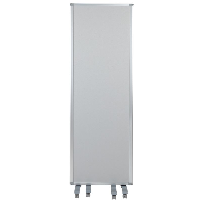 Emma and Oliver Mobile Whiteboard/Cloth 3 Section Partition with Locking Casters, 72"H x 24"W