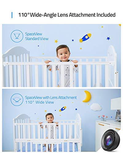 Eufy Baby Monitor, Security Spaceview S Video Monitor, Peace of Mind for New Moms, 5 inch LCD Display, 110&deg; Wide-Angle Lens Included, 720p HD, Lullaby Mode, Night Vision, Day-Long Battery, Crib Mount