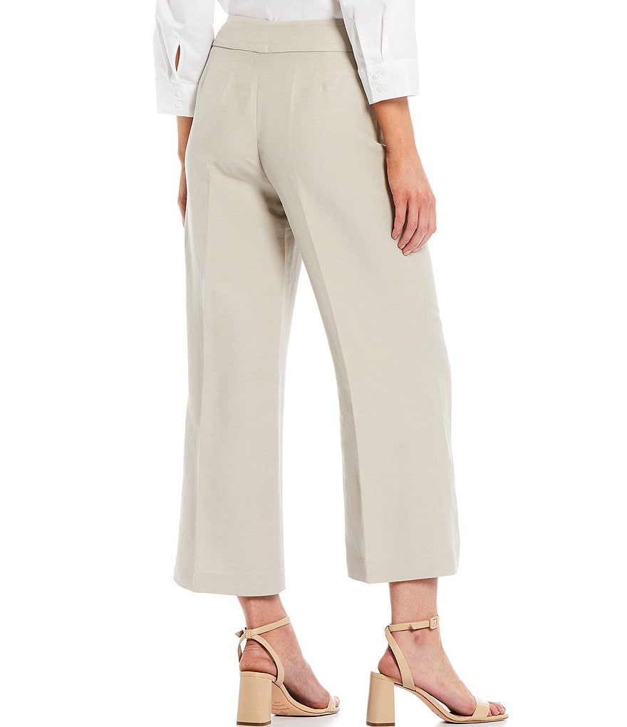 Kasper Linen Wide Leg Side Zip Pant