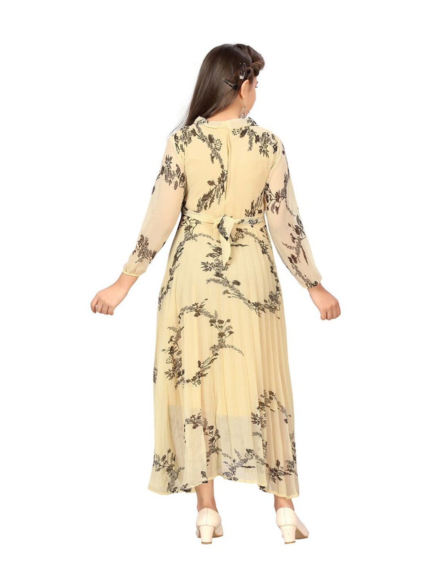 Peppermint Kids Black & White Printed Full Sleeves Dress