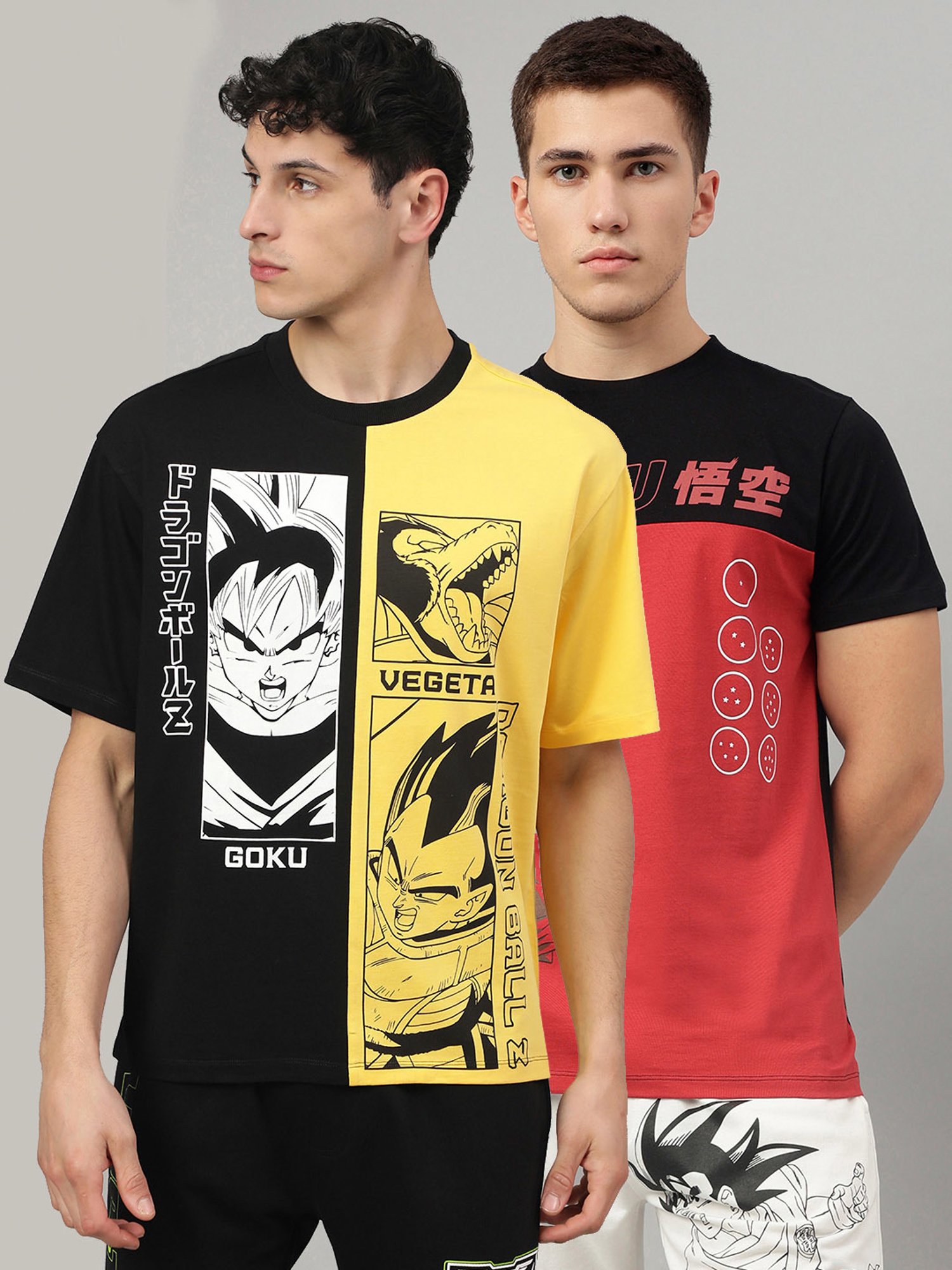 Free Authority Multicolor Regular Fit Dragon Ball Z Print T-Shirt - Pack of 2