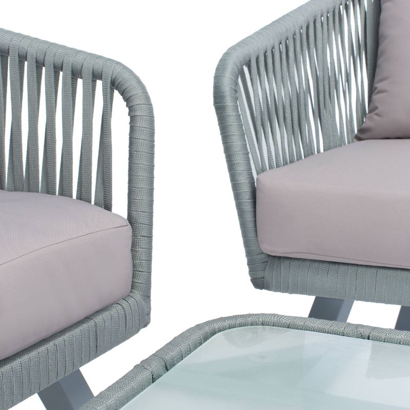Jorda 4pc Rope Living Set - Gray - Safavieh