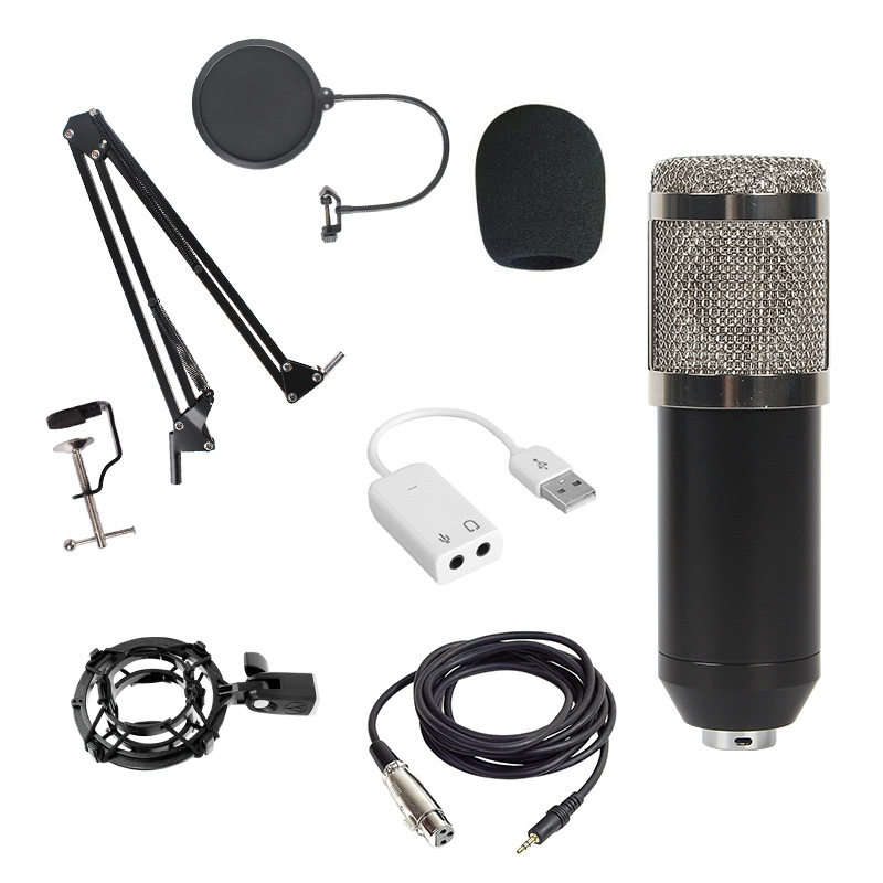 gold--BM800 Professional Suspension Microphone Kit Studio Live Stream Broadcasting Recording Condenser Microphone Set