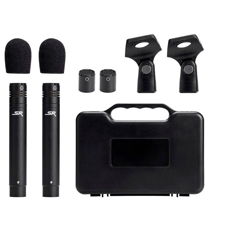 Monoprice SC100 Small Pencil Condenser Microphones (Pair) Condenser Stick with Interchangeable Omni and Cardioid Capsules - Stage Right Series