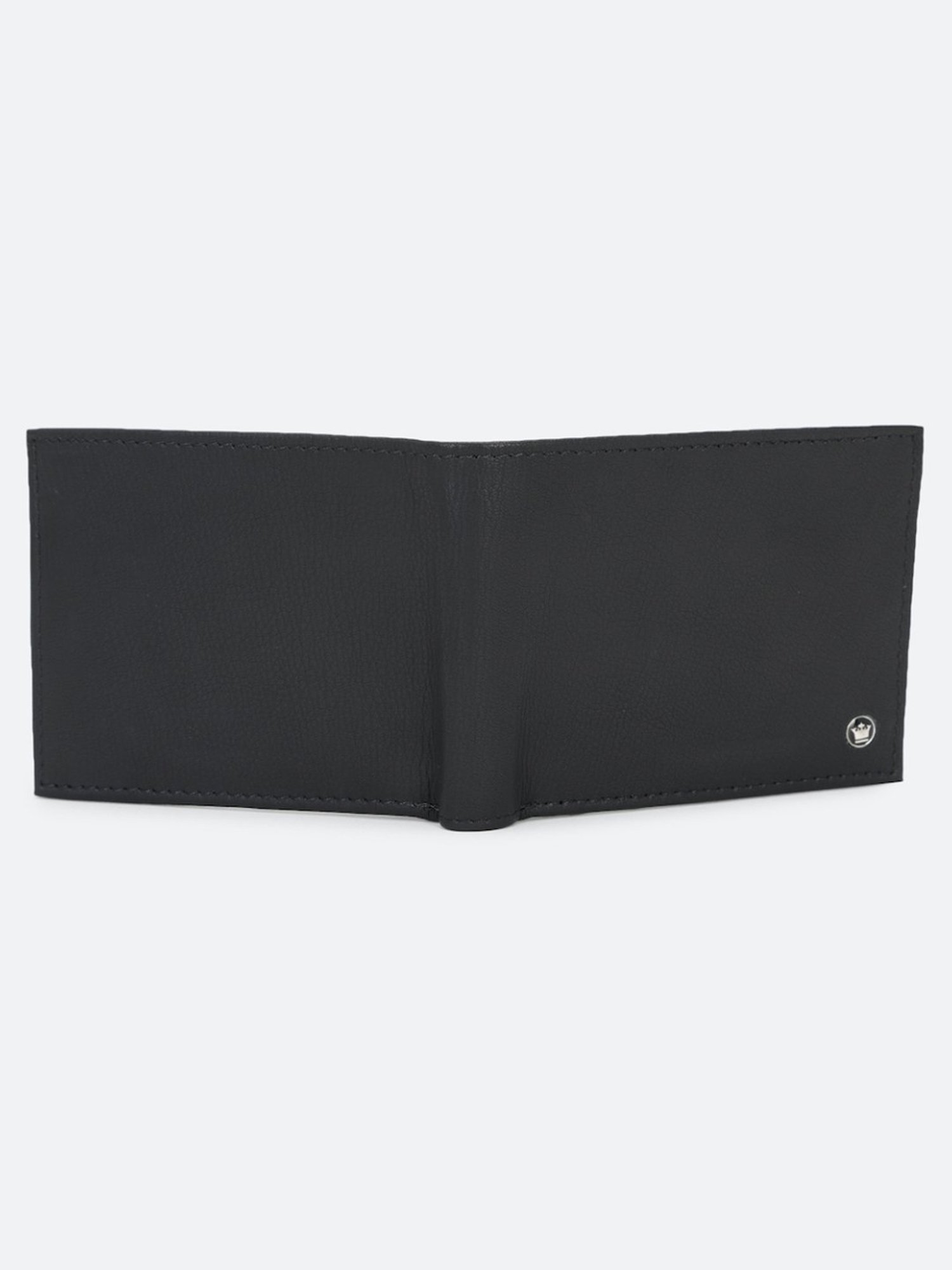 Louis Philippe Black Leather Textured Bi-Fold Wallet