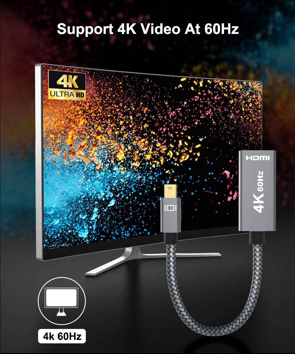 Mini DisplayPort to HDMI Adapter (2 Pack)4K 60Hz Mini DP MDP Male to HDMI 2.0 Female Converter(Thunderbolt 2 Compatible) for Mac MacBook Air 2017Microsoft Surface Book Pro 3 4 5 6Thinkpad