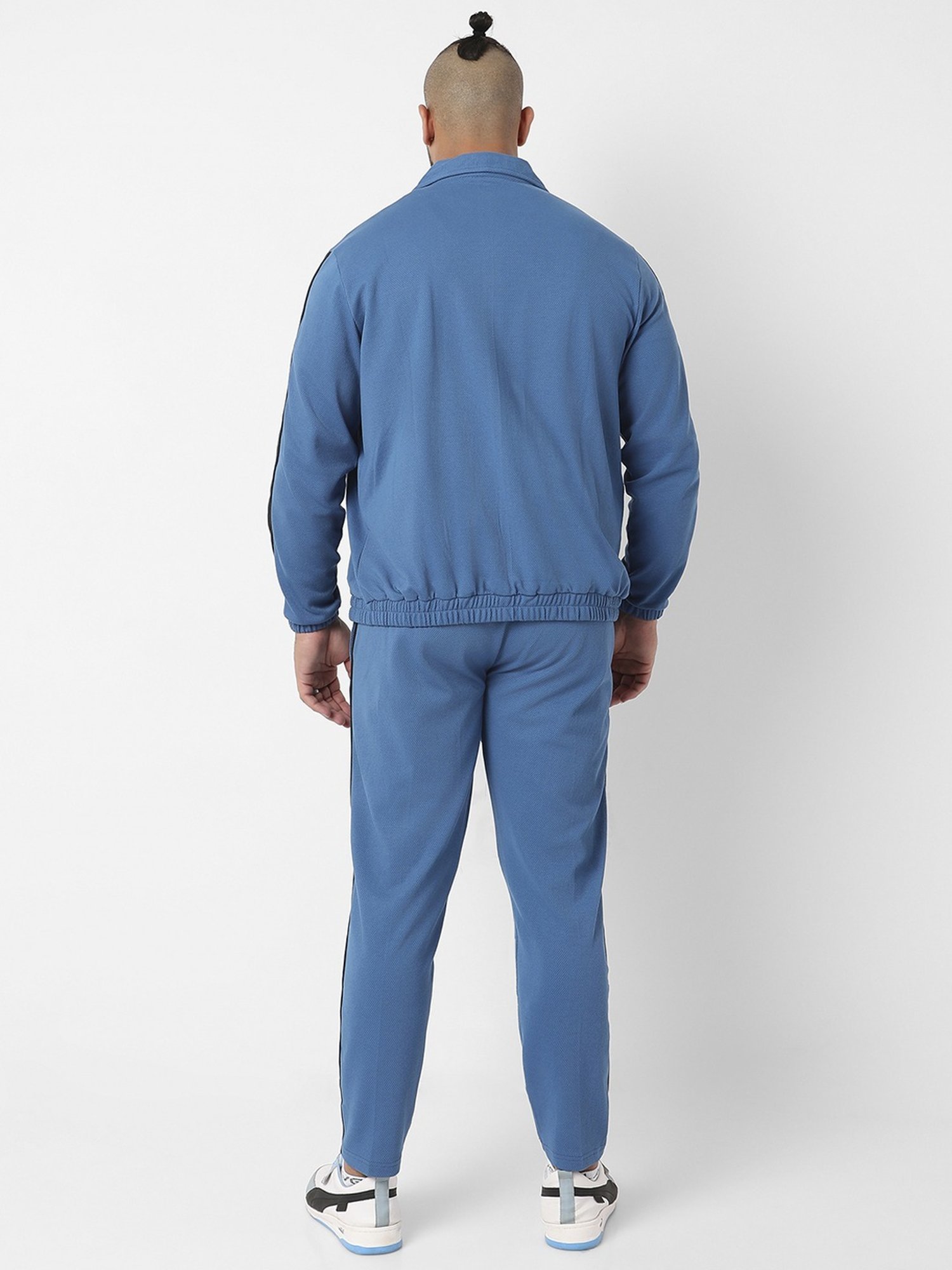 Instafab Plus Azure Blue Regular Fit Plus Size Tracksuit