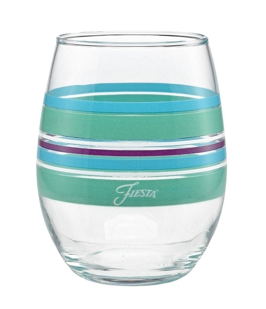 Fiesta Farmhouse Chic Stripe Stemless Wine Glasses, Set of 4