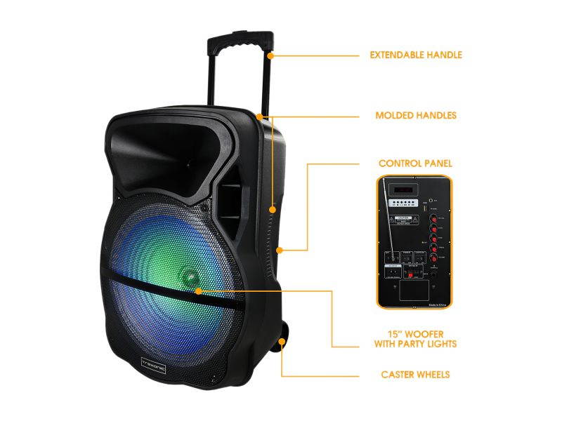 Trexonic TRX-15D Combination 15 Inch Bluetooth Portable Speaker and Tripod Stand