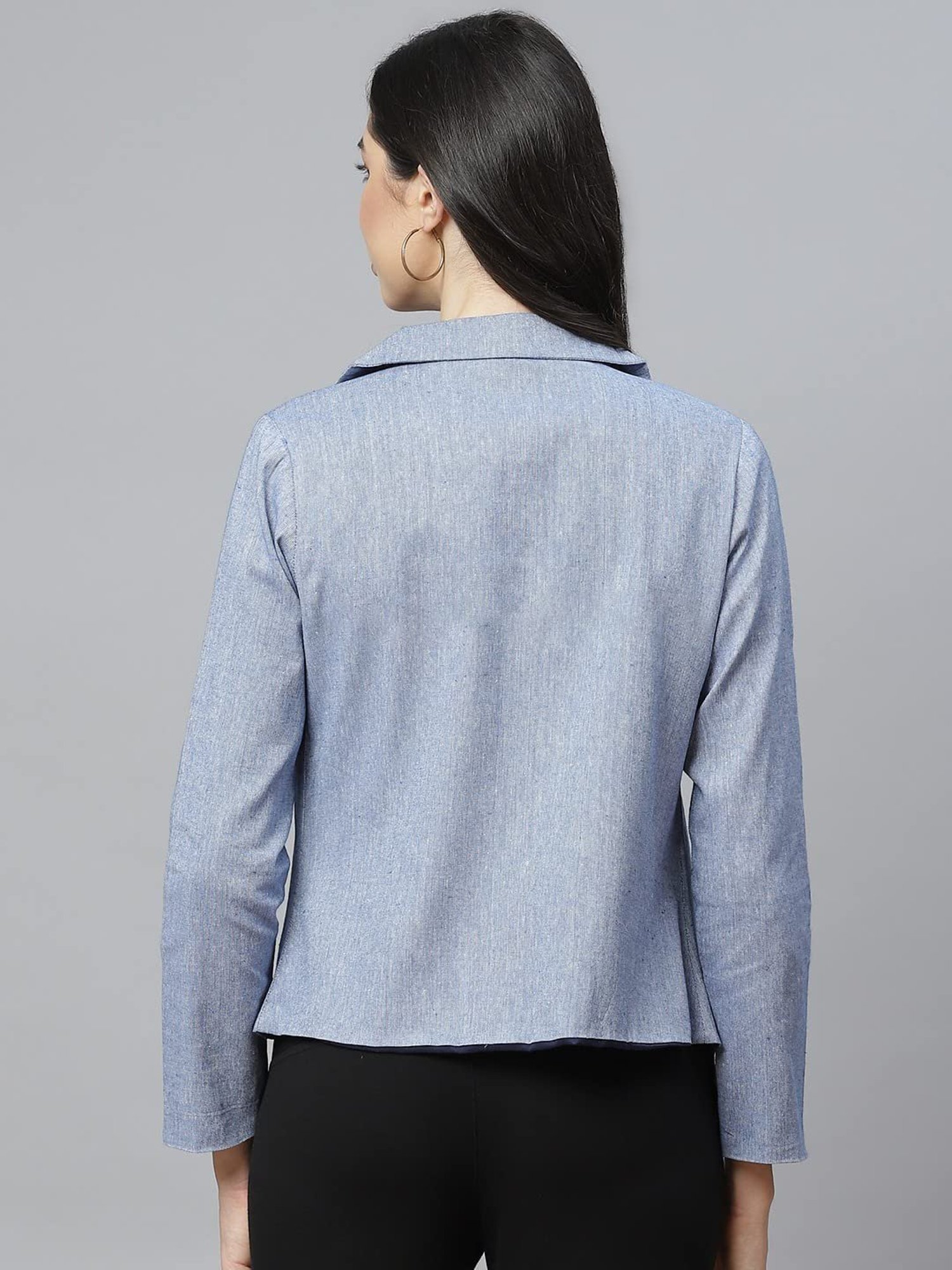 Cottinfab Sky Blue Cotton Regular Fit Blazer