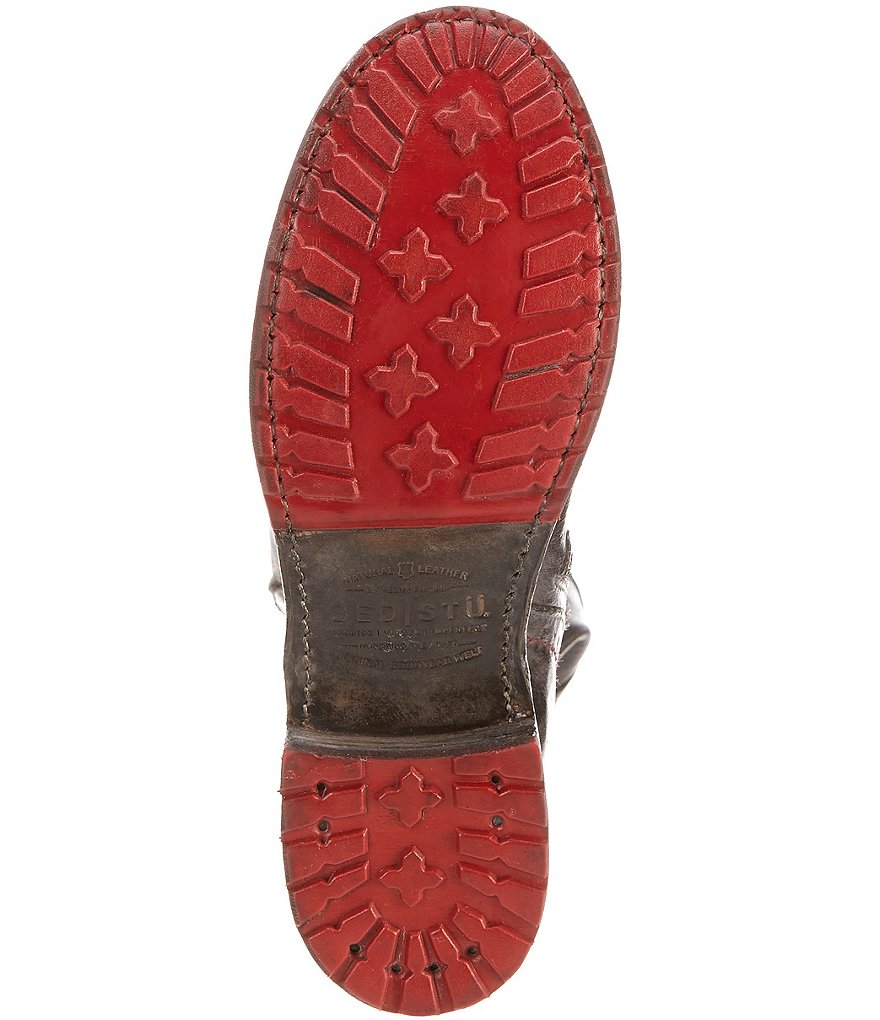 Bed Stu Jacqueline Wide Calf Tall Leather Block Heel Boots